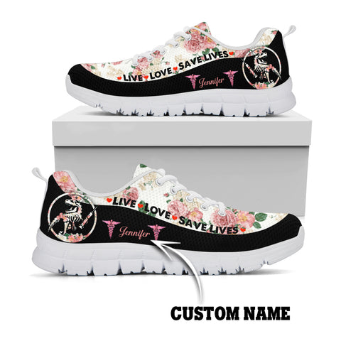 Live Love Save Lives Nurse Saurus Shoes Nurse Sneakers Gift for Nurse HN