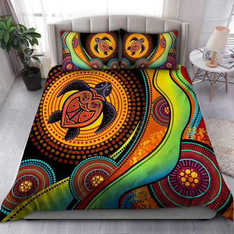 Oceania Bedding Set Aboriginal Bedding Set, Australia Turtles Painting Art Bedding Set