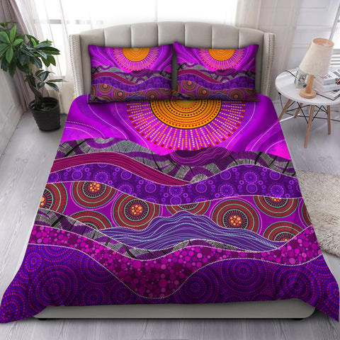 Oceania Bedding Set Aboriginal Bedding Set, Australia Indigenous Purple The Sun Bedding Set