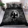 Halloween Bedspread Black Cat and Skull Halloween Bedding Set