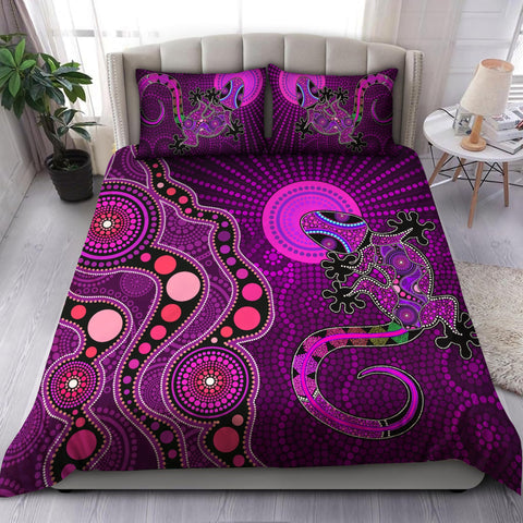 Oceania Bedding Set Aboriginal Australia Indigenous Purple The Lizard and The Sun Bedding Set