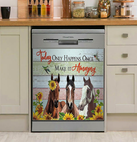 Make Today Amazing Horse Custom Decor Kitchen Dishwasher Cover