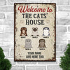 Welcome To The  Cat House -  Funny Personalized Cat Metal Sign