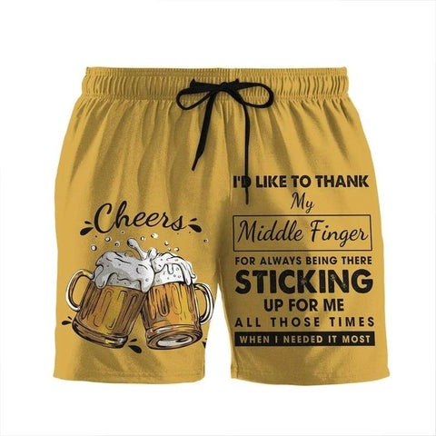 GEARHUMAN 3D THANK MY MIDDLE FINGER BEACH SHORTS SWIM TRUNKS