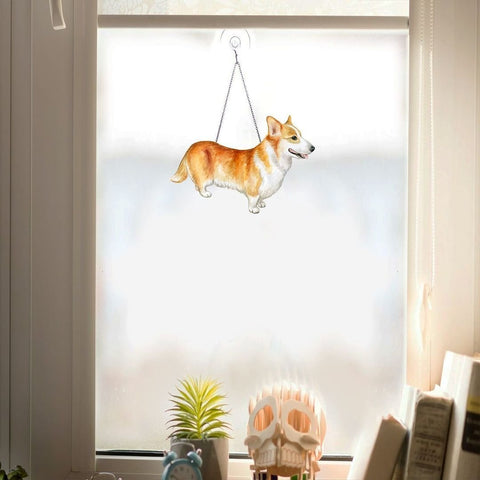 CORGI CUTE FACE GIFT GLASS DOG WINDOW DECOR 2D Corgi Gift idea, gift for corgi girl, gift for corgi lover, corgi gift design