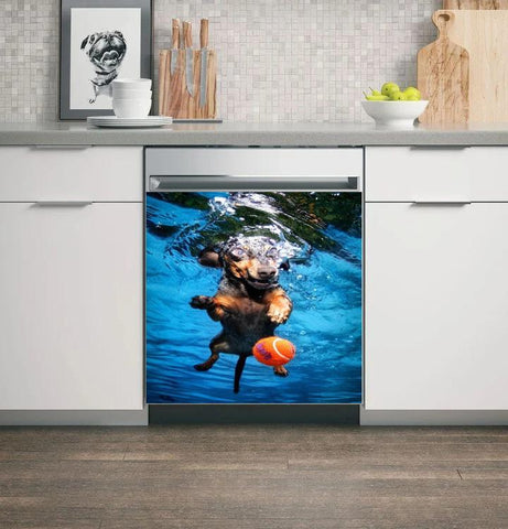 Dachshund Ball Underwater Decor Kitchen Dishwasher Cover
