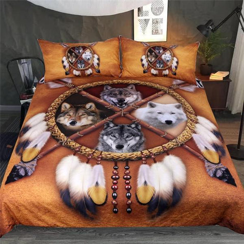 4 Wolves Bedding Set