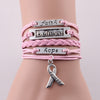 Faith Believe Hope Charm Breast Cancer Women Bracelet