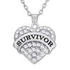 Teamer Breast Cancer Support Survivor Necklace Engraved Letter Pendant Gift Jewelry for Cancer Survivor Crystal Accessories