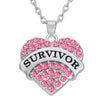 Teamer Breast Cancer Support Survivor Necklace Engraved Letter Pendant Gift Jewelry for Cancer Survivor Crystal Accessories