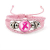 Breast Cancer Awareness Hope Bracelet For Women Pink Ribbon charm Braided leather Rope Wrap Bangle Fashion handmade Jewelry