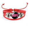 Breast Cancer Awareness Hope Bracelet For Women Pink Ribbon charm Braided leather Rope Wrap Bangle Fashion handmade Jewelry