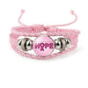Breast Cancer Awareness Hope Bracelet For Women Pink Ribbon charm Braided leather Rope Wrap Bangle Fashion handmade Jewelry