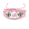 Breast Cancer Awareness Hope Bracelet For Women Pink Ribbon charm Braided leather Rope Wrap Bangle Fashion handmade Jewelry
