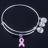 Care For Breast Cancer Pink Ribbon Bangles, Hope Love Faith Charm adjustable bracelets