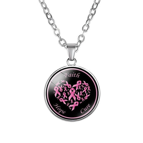 New Pink Ribbon Hope necklaces For Women Breast Cancer Awareness Pendant chains Fashion Medical Jewelry Gift