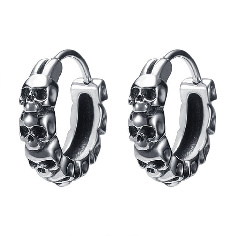 Round Earrings Stainless Steel Skull Earrings