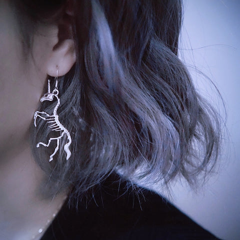 Unicorn Skeleton Dangle Drop Earrings