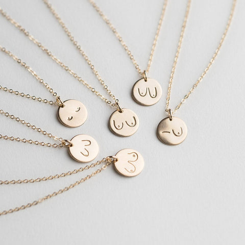 Breast Cancer Awareness Breastfeeding Boob Necklace Feminist Jewelry Simple Disk Pendant Necklace Jewelry for Girls