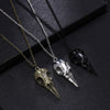 Novelty Stereo Crow Head Skull Pendant Necklace