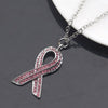 New Breast Cancer Awareness Pink Ribbon Crystal Pendant Necklace