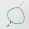 Set 50pcs Hope Breast Cancer Awareness Ribbon Charm Pendant Leather Rope Charm Bracelet Fit for European Bracelet Handmade Craft DIY