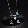 Breast Cancer Awareness Ribbon Necklace Earrings Set