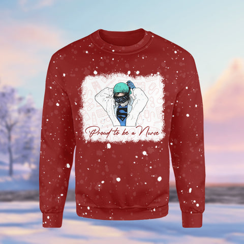 Proud To Be A Nurse Long Sleeve Sweatshirt Bleached Sweatshirt Nurse Shirt Christmas Gift HN