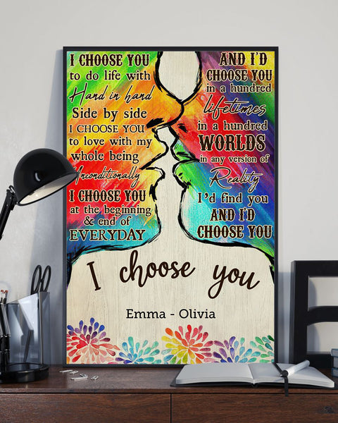 LGBT Kiss I Choose You Couple Gifts Customized Canvas QA