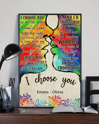 LGBT Kiss I Choose You Couple Gifts Customized Canvas QA