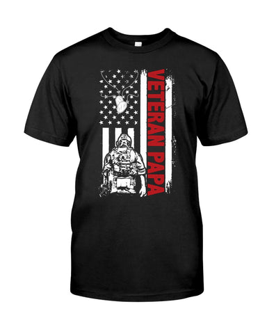Veteran Papa Flag Classic T-Shirt US Veteran US Army Veteran Gift Shirt