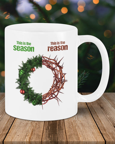 This is The Season This is The Reason Mugs Jesus Mug Coffee Cup Wreath Pattern Christmas Gifts