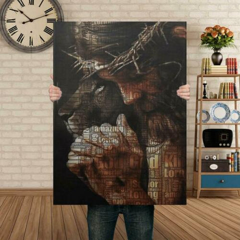 Jesus and Lion- Proud Christian Art Poster Canvas Wall Art Christian Home Decor