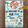 Personalized Metal Sign Welcome To Our Pool, Custom Funny Pool Classic Metal Sign, Swimming Pool Sign, Gift For Summer HT