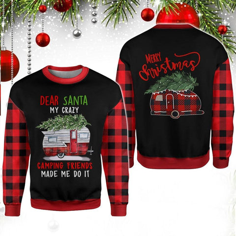 Dear Santa Camping Friends Christmas 3D All Over Printed Camping Shirt