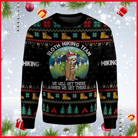 Sloth Hiking Team Christmas Hoodie