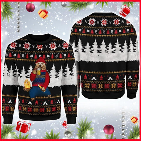 Bear Campfire Christmas Camping Hoodie