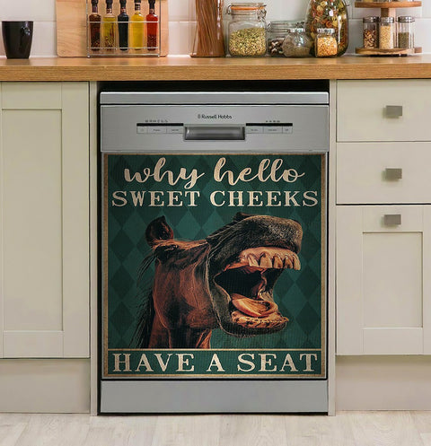Horse Why Hello Sweet Cheeks Decor Kitchen Dishwasher Cover