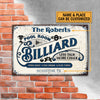 Personalized Billiard Pool Room Custom Classic Metal Signs