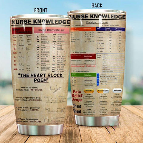 Nurse Knowledge Tumbler The Heart Block Poem Tumbler Nurse Coffee Cup Gifts for Nurse Vintage Cup