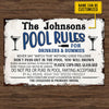 Pool Rules, Swimming Pool Sign - Custom Classic Metal Signs - Blue