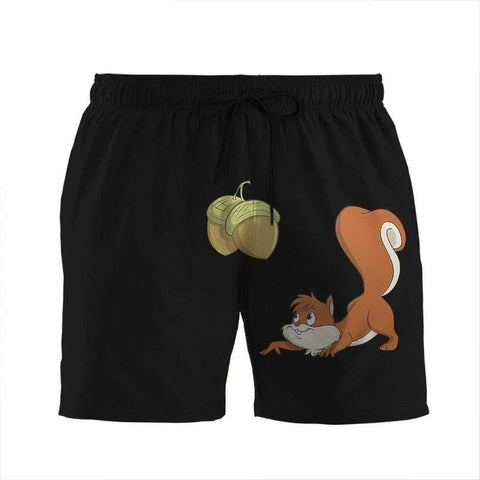 GEARHUMAN 3D SQUIRREL SNEAK UP TO NUTS CUSTOM BEACH SHORTS SWIM TRUNKS