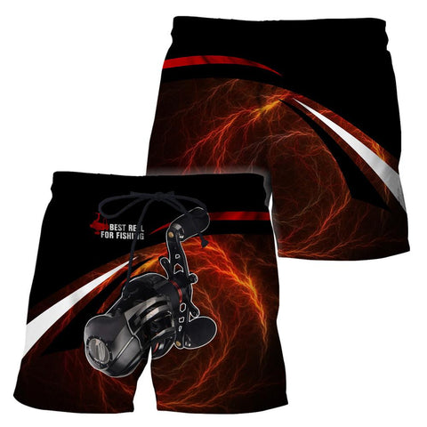 Men Short Best spinning reels for bass fishing 3D all over printing shirts for fisherman fire color