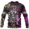 Red fishing all over printed hoodie T-shirt for men and women purple color
